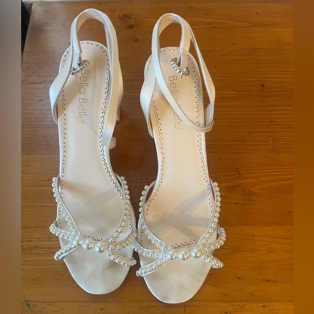 Bella Belle White Pearl Embellished Heels
